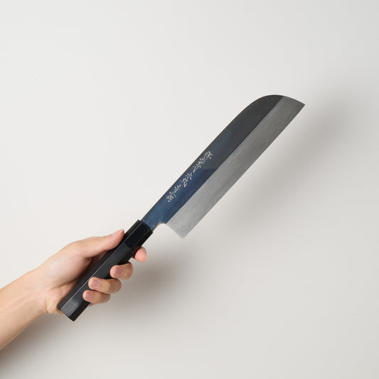 堺孝行｜本焼青二鋼｜鎌形薄刃｜240mm｜黒檀八角水牛