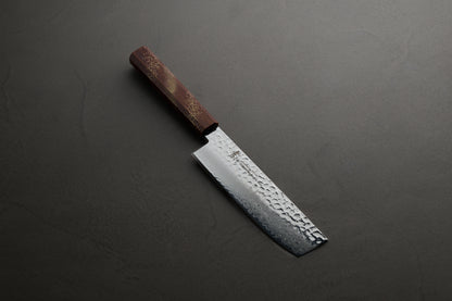 堺孝行｜33層ダマスカス樫漆｜和菜切包丁｜160mm｜星連