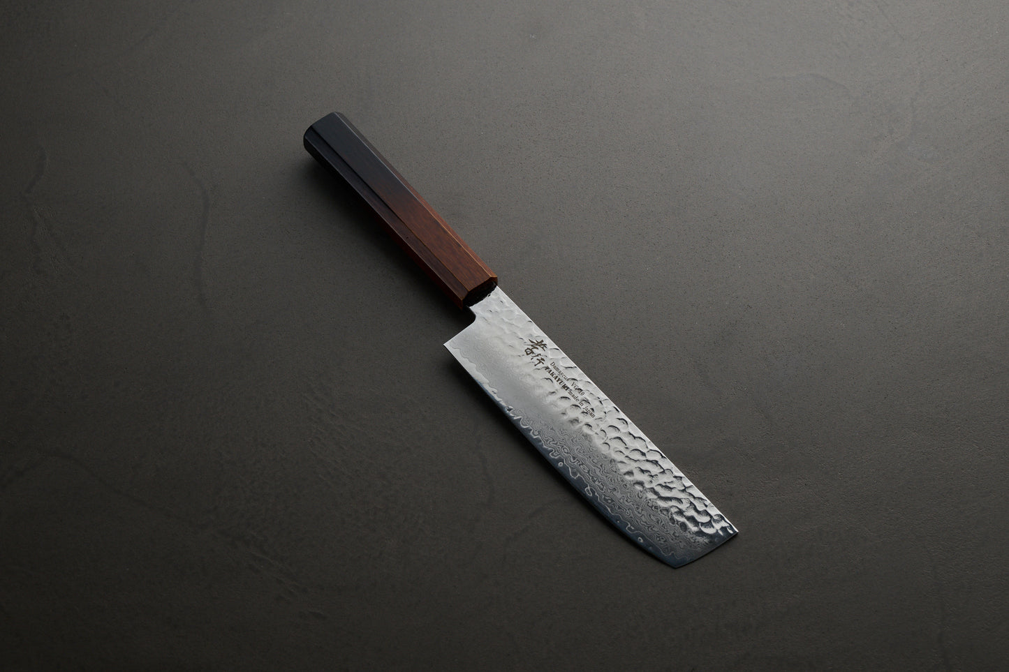 堺孝行｜33層ダマスカス樫漆｜和菜切包丁｜160mm｜焼漆莉