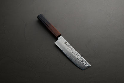 堺孝行｜33層ダマスカス樫漆｜和菜切包丁｜160mm｜焼漆莉