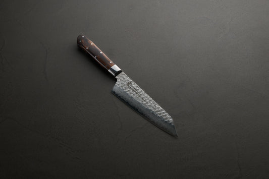 堺孝行｜33層槌目ダマスカス杉原モデル｜剣型三徳包丁｜160mm｜デザートアイアンウッド