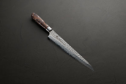 堺孝行｜33層槌目ダマスカス杉原モデル｜筋引包丁｜240mm｜デザートアイアンウッド