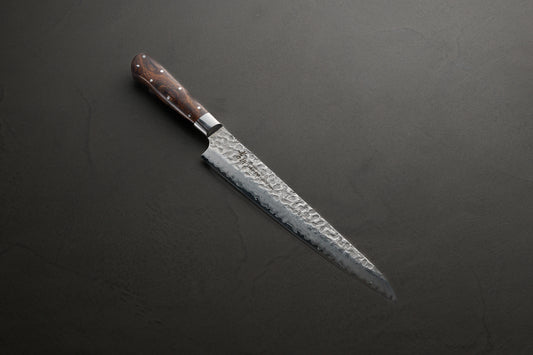 堺孝行｜33層槌目ダマスカス杉原モデル｜筋引包丁｜240mm｜デザートアイアンウッド