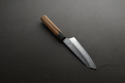 堺孝行｜33層ダマスカス樫漆｜剣型三徳包丁｜160mm｜黒伸