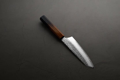 堺孝行｜33層ダマスカス樫漆｜剣型三徳包丁｜160mm｜焼漆莉