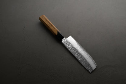 堺孝行｜33層ダマスカス樫漆｜和菜切包丁｜160mm｜黒伸