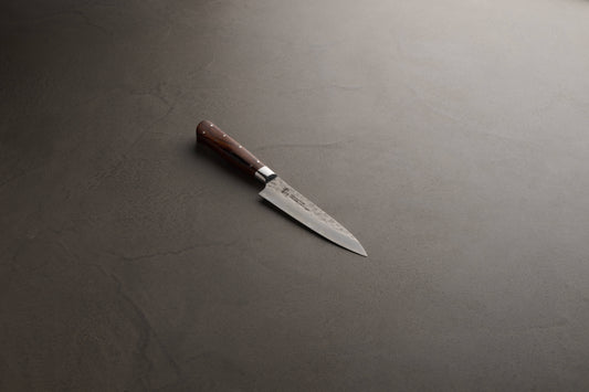 堺孝行｜33層槌目ダマスカス杉原モデル｜ペテナイフ｜150mm｜デザートアイアンウッド
