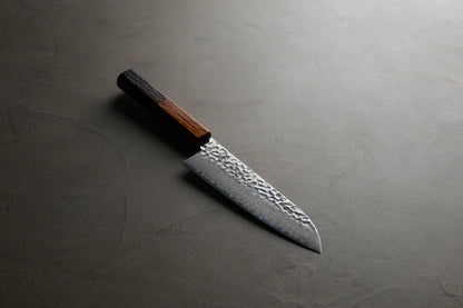 堺孝行｜33層ダマスカス樫漆｜和三徳包丁｜170mm｜焼漆莉