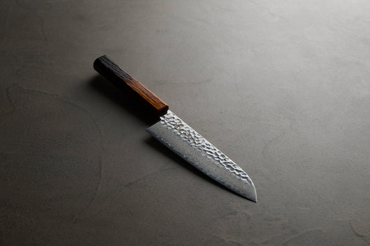 堺孝行｜33層ダマスカス樫漆｜和三徳包丁｜170mm｜焼漆莉