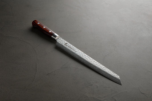 堺孝行｜33層槌目ダマスカス｜剣型柳刃包丁｜270mm｜マホガニ